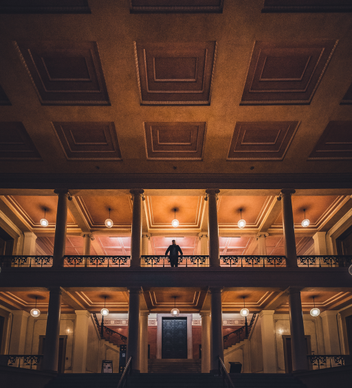 beautiful-hall-with-male-silhouette-standing-stairway